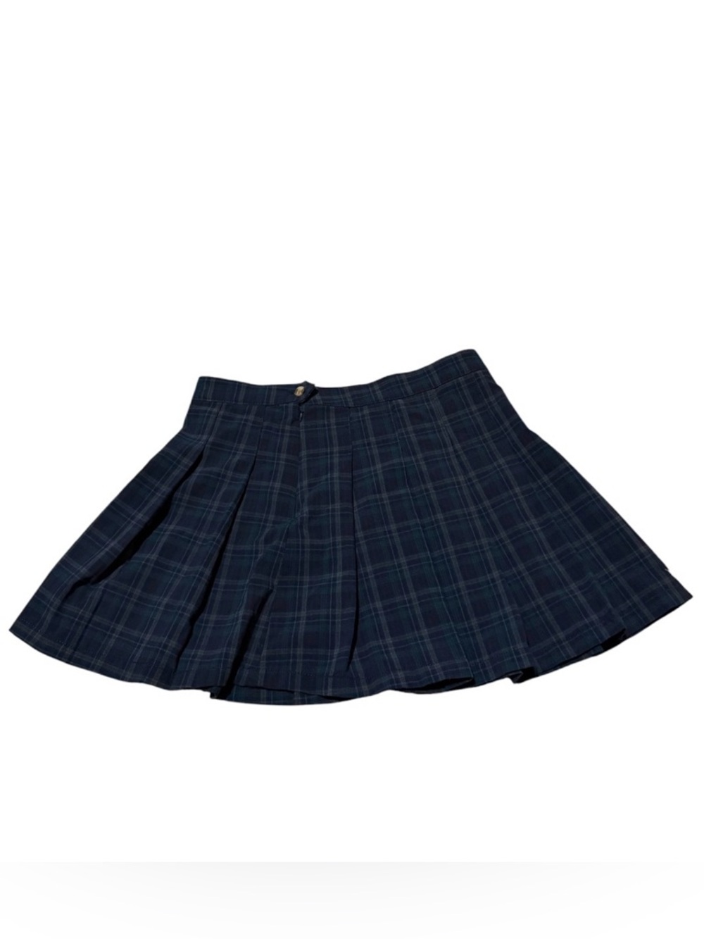 American Eagle Outfitters Navy Plaid Pleated Skater Skirt